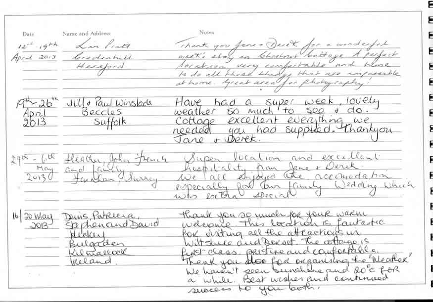 Chestnut Guestbook 2013